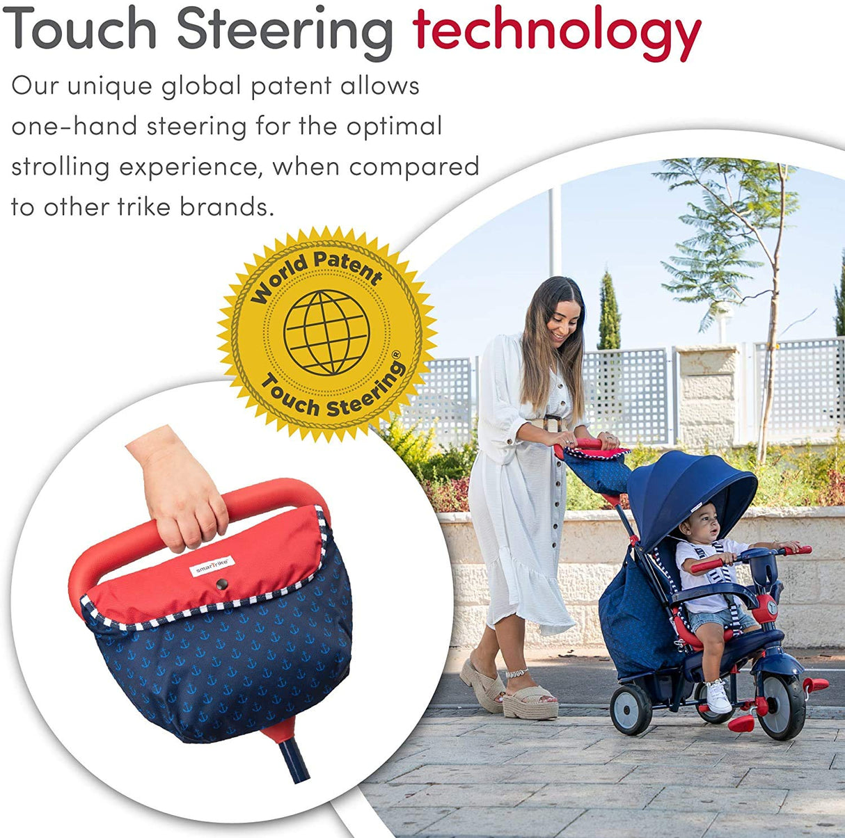 smarTrike Swirl Triciclo de bebé 4 en 1, Rojo Marino