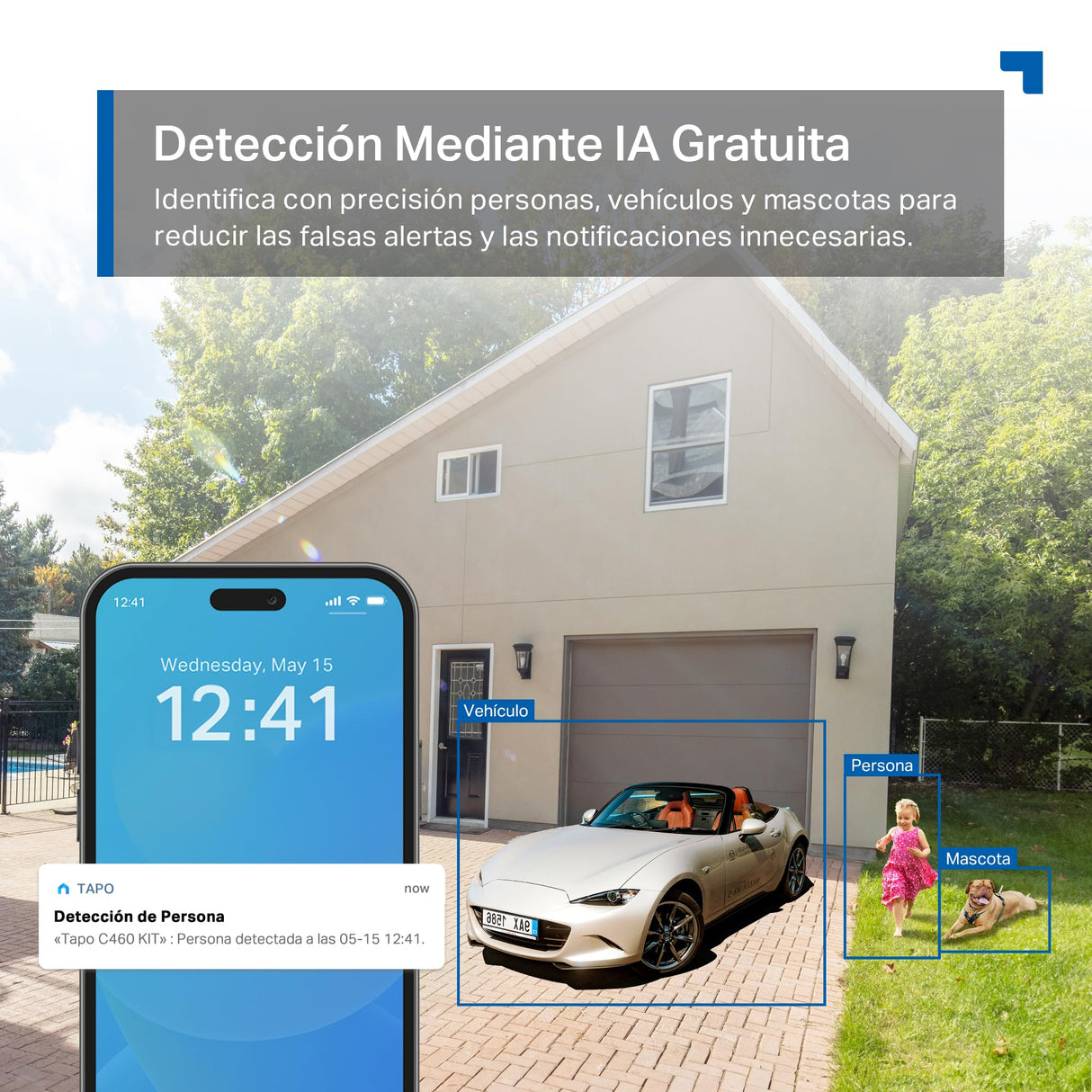 Tapo C460 Kit Solar Cámara de Vigilancia Exterior Starlight Color Visión Nocturna Dual Banda WiFi Base Magnética Grabación MicroSD Cifrada Detección de IA Batería de 10000 mAh, Cámara 4K 8MP
