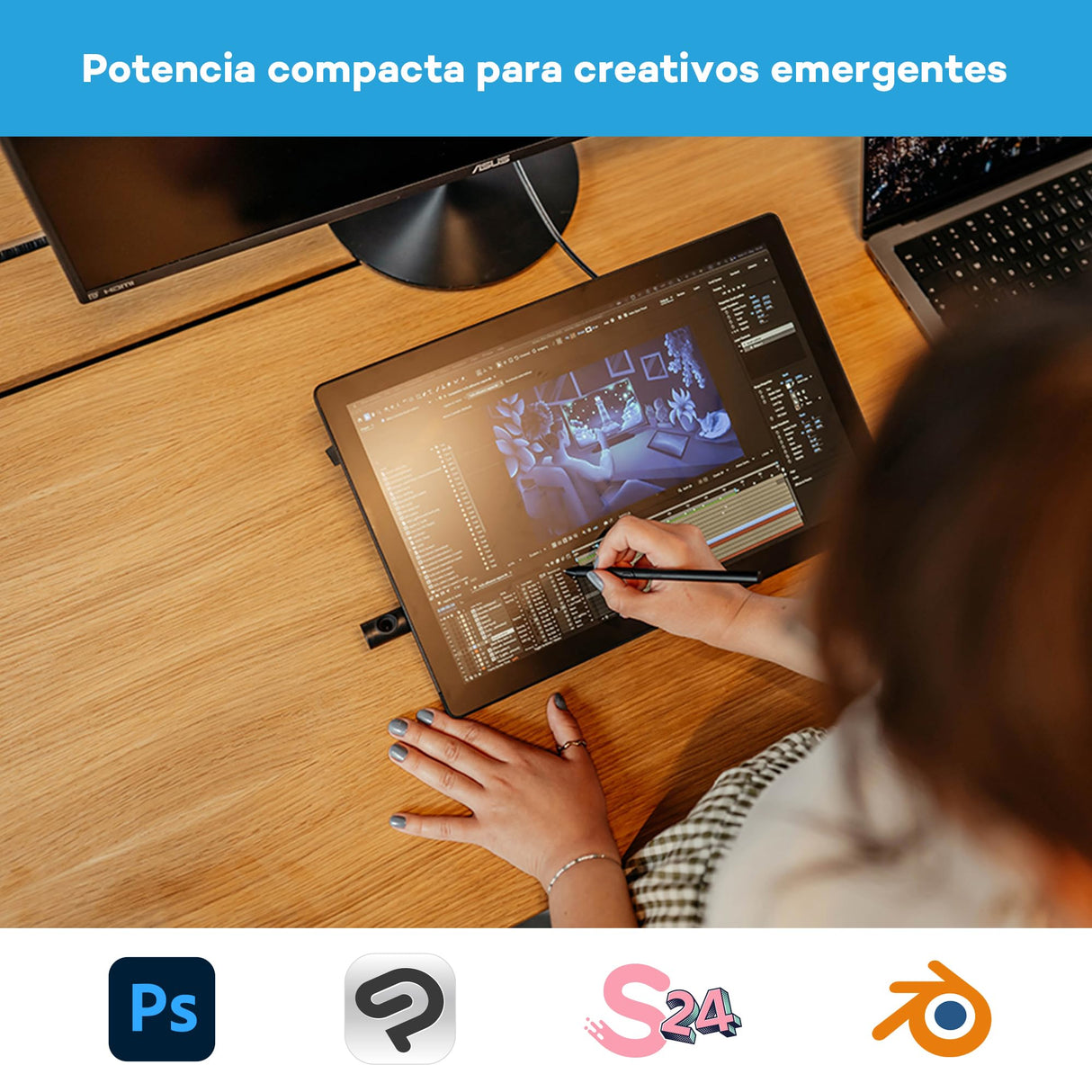Wacom Cintiq 16 (Edición 2025) – Tableta Gráfica con lápiz 2.5K compacta con Wacom Pro Pen 3, Vidrio antirreflejo, Soporte Plegable y USB-C