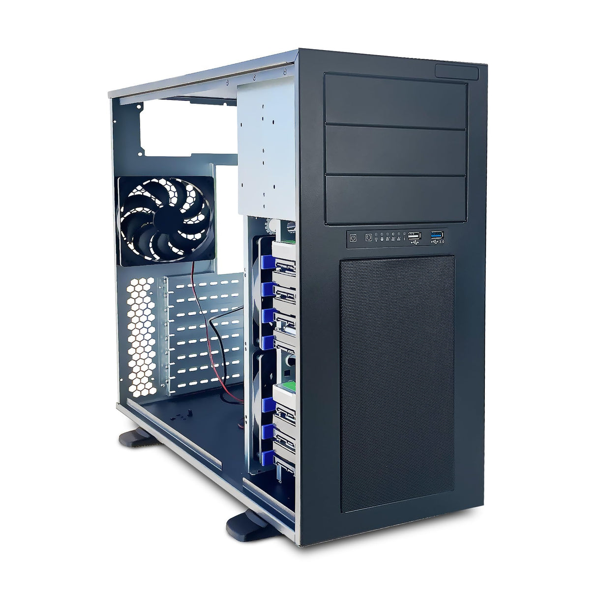 FANTEC 2561 AT-835-3525 PC Case, for 12"x13" mainboards, 8X 3.5 HDDs + 3X 5.25 modules, Incl. 3X 12cm Fan.