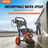 VEVOR Lavadora de Alta Presión a Gas Vertical 3950 PSI 2,6 GPM Limpiador de Alta Presión 10 L/min con Bomba de Cobre, Pistola Rociadora, Varilla de Extensión, 5 Boquillas para Casas, Vehículos