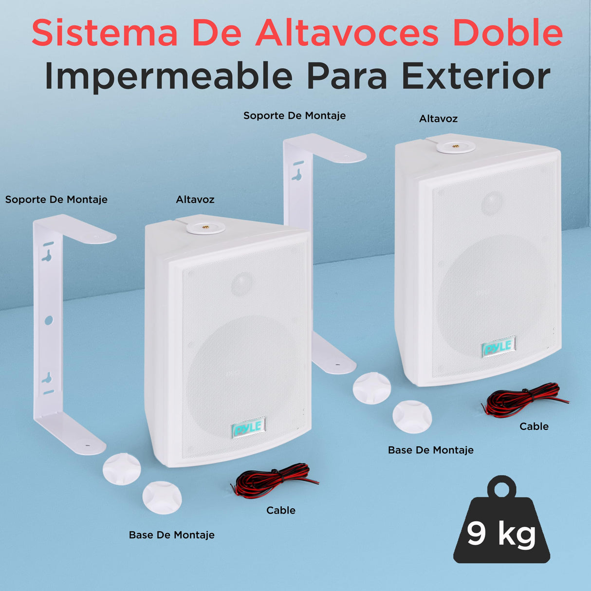 Pyle altavoces, Dobles, 6.5”, Resistentes a la intemperie, Montaje en pared o techo, Con parrilla resistente, Waterproof, Ideal para uso en patio, Piscina