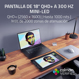 Razer Blade 18 (2024) - Portátil Gaming de 18 Pulgadas Mini-LED - Nvidia Geforce RTX4070 - Intel Core i9-14900HX - Pantalla 18" QHD+ 300Hz - Snap Tap (32 GB DDR5, 2TB SSD) Teclado Español | Mercury