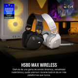Corsair HS80 MAX Wireless Auriculares para Juegos Multiplataforma con Bluetooth – Dolby Atmos – Micrófono de Calidad Broadcast – Compatible con iCUE – PC, Mac, PS5, PS4, Switch, Móvil – Blanco