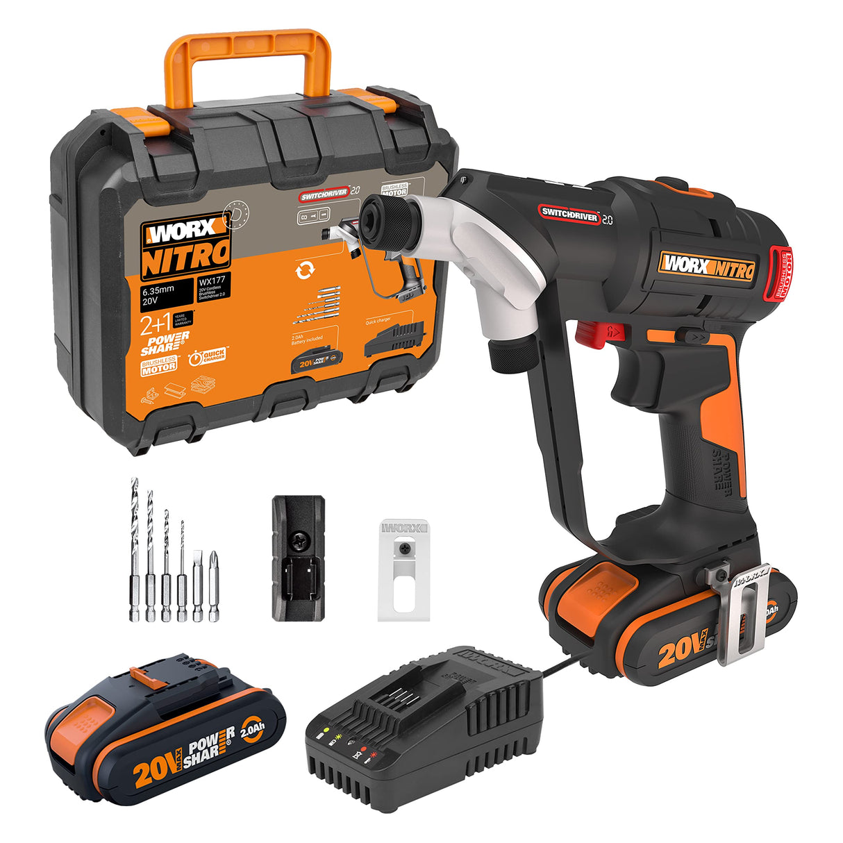 WORX Taladro atornillador 20V | PowerShare |WX177-1 batería 2Ah