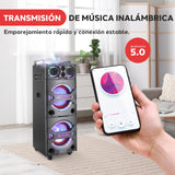 PYLE Altavoz Bluetooth, PA, 2000W, Portatil, Recargable, Exteriores, Subwoofer de 10”, Tweeter de 1”, función de grabación, micrófono, Luces de Fiesta, Radio USB/SD