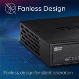 TRENDnet, TEG-S750, Conmutador de 5 Puertos 10G, 5 Puertos 10G RJ-45, Capacidad de conmutación de 100 Gbps, admite Conexiones 2.5G y 5G-Base-T, Negro
