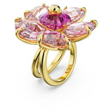 Swarovski Anillo de cóctel Idyllia, Flor, Rosa, Baño tono oro
