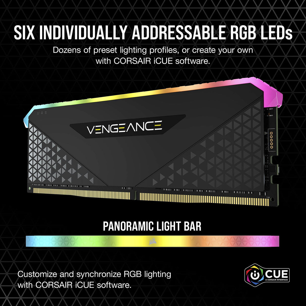 Corsair Vengeance RGB RS 32GB (2x16GB) DDR4 3200MHz C16 Memoria de Sobremesa (Iluminación Dinámica RGB, Tiempos de Respuesta Reducidos, Compatible con Intel & AMD 300/400/500 Series) Negro