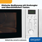 Exquisit® Microondas Combi de Encastre con Marco, 25L, 900W, Grill 1100W, 10 Niveles de Potencia en Función Convección, Acabado Acero Inox, Display Digital, Plato 31,5Cm, Medidas 38,2x59,5x1,9 Cm.