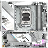 GIGABYTE X870M AORUS Elite WIFI7 Ice Placa Base – Compatible con CPUs AMD Ryzen 9000, VRM Digital de 14+2+2 Fases, hasta 8200 Hz DDR5 (O.C), 1× PCIe 5.0 + 1× PCIe 4.0, Wi-Fi 7, LAN 2.5 GbE, USB 4