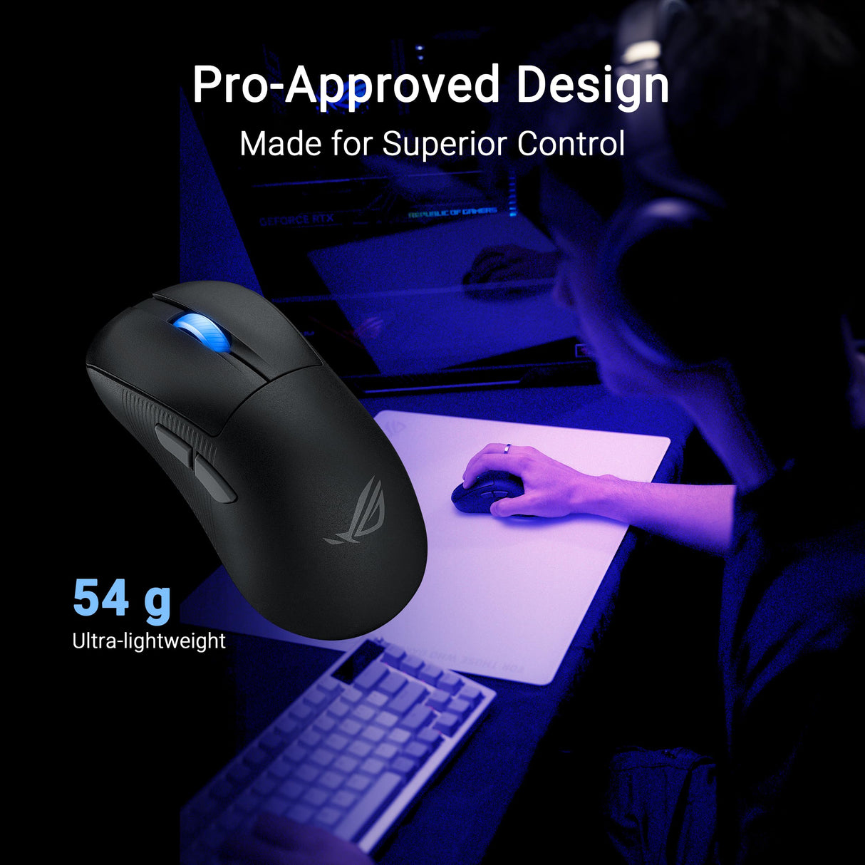 ASUS ROG Keris II Ace, Ratón Gaming inalámbrico (54g, Sensor óptico AimPoint Pro 42K, microinterruptores ópticos, SpeedNova Wireless, ROG Polling Rate Booster, Ideal para Esports y FPS), Negro