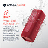 Motorola Sound - Altavoz Inalámbrico Bluetooth ROKR 600 - Potente Sonido de 30W, Resistente al Agua y Polvo, Función Broadcast para Conectar 20+ Altavoces, 6 Horas de Reproducción, Rojo