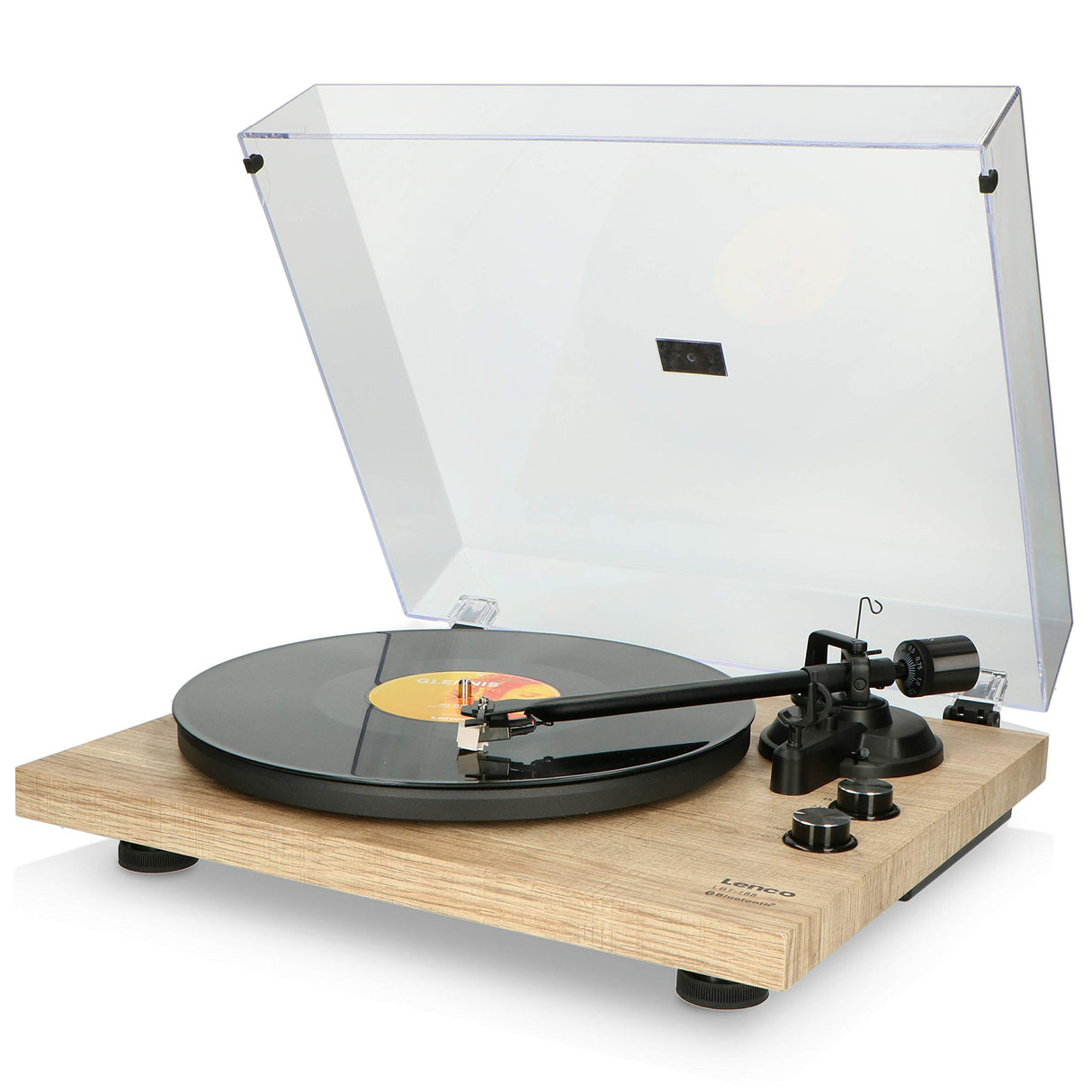 Lenco LBT-188 Tocadiscos Bluetooth® - admite Salidas de RCA y USB - 2 velocidades 33 RPM y 45 RPM - preamplificador - carcasa de MDF - transmisión por correa - madera natural