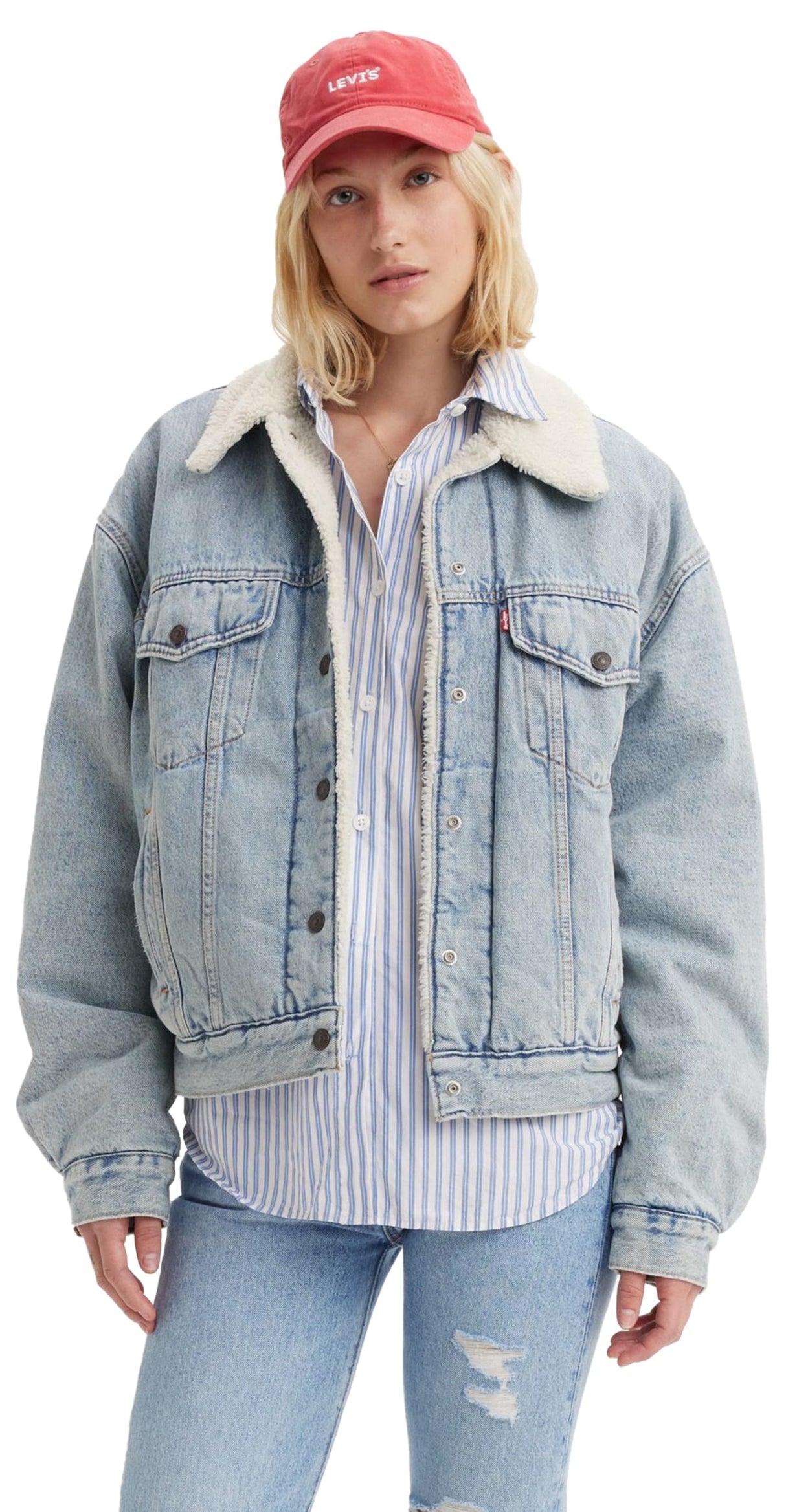 Levi's 90S Sherpa Trucker, Chaqueta de jean Mujer, Morning Sunlight,