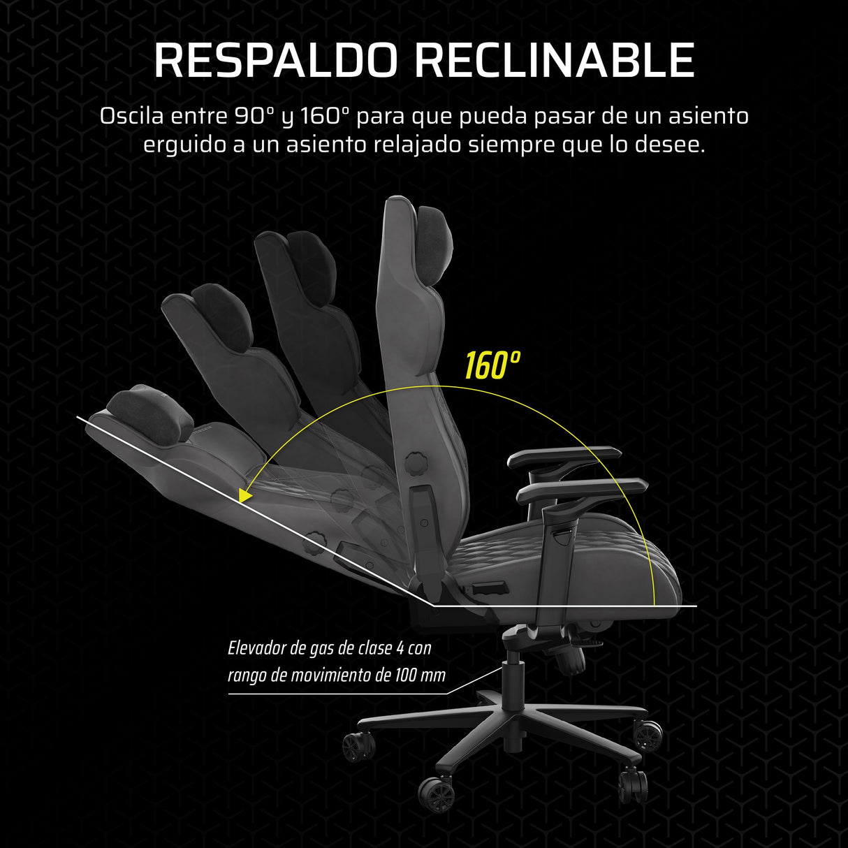 Corsair TC500 Luxe Silla para Juegos – Tejido Transpirable Premium – Asientos Anchos – Reposabrazos Ajustables en 5 Direcciones – Soporte Lumbar Ajustable – Reclinable 90-160° – Sombra