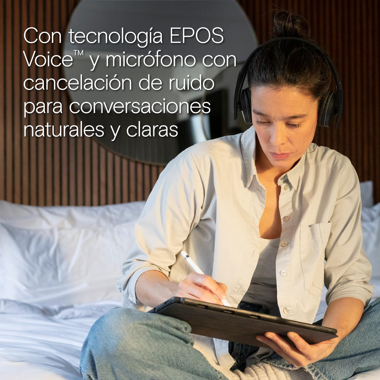 EPOS Auriculares con micrófono SENNHEISER C20 | Auriculares inalámbricos con batería de hasta 27 Horas y tecnología BrainAdapt™