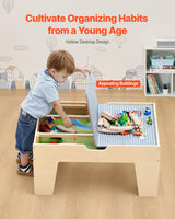 VEVOR Mesa de Juego de Actividades Multiusos con 290 Bloques de Construcción y 30 Accesorios 810x536x395 mm Mesa de Actividades de Madera con Espacio de Almacenamiento para Facilitar Organización