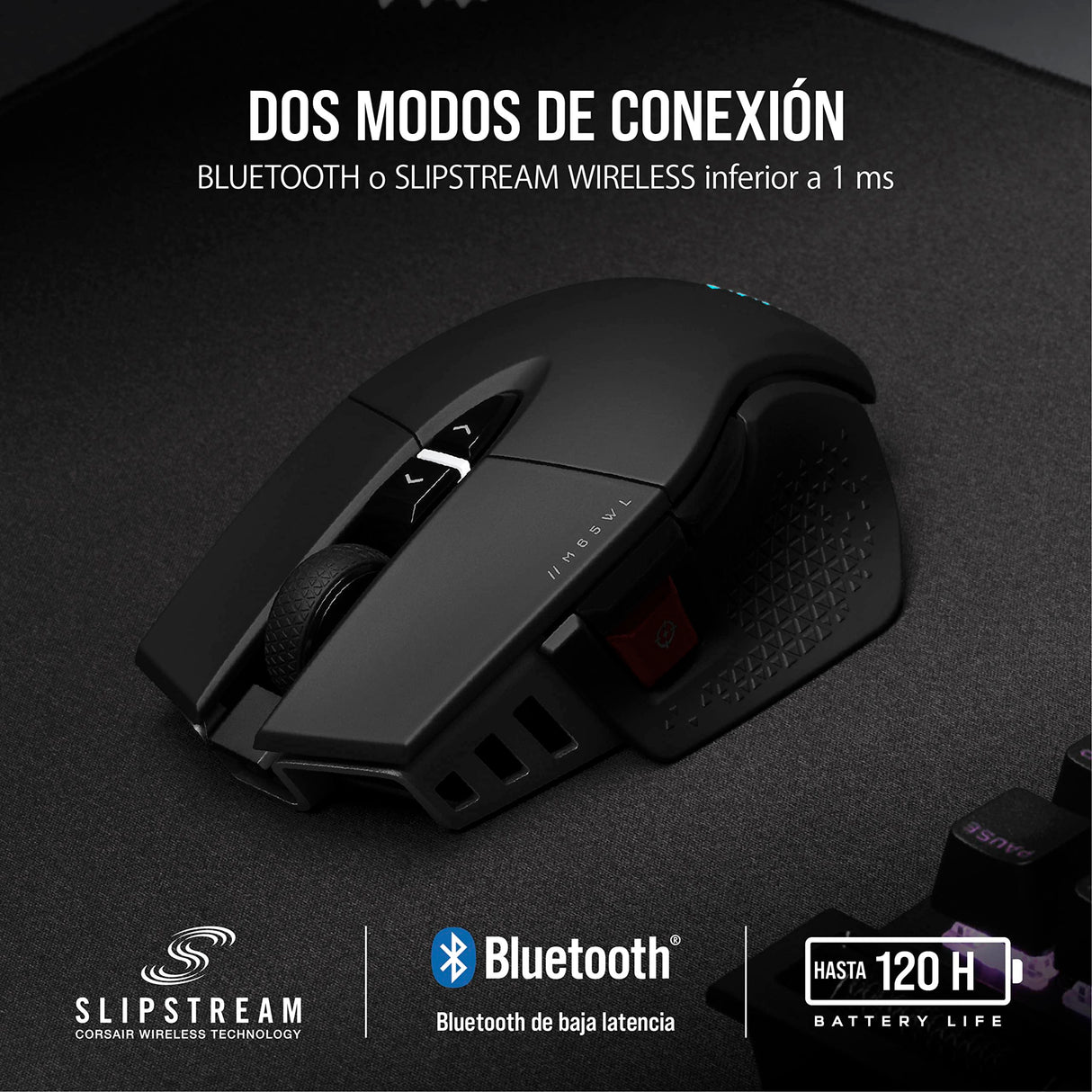 Corsair Ratón M65 RGB ULTRA WIRELESS Ratón para Juegos FPS Ajustable - 26.000 DPI - Inalámbrico Sub-1ms - Batería Hasta 120 Horas - Compatible con iCUE - PC, Mac, PS5, PS4, Xbox - Negro