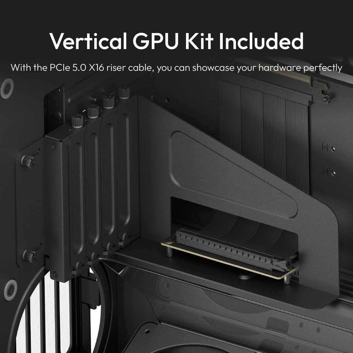 HAVN HS 420 VGPU Dual Chamber ATX Mid Tower PC Case Black | PCIe 5.0 Vertical GPU Kit, 11x 140mm Fans & 3X 420mm Radiator Support, SimpliCable Management, Vidrio Templado, PWM Fan Hub
