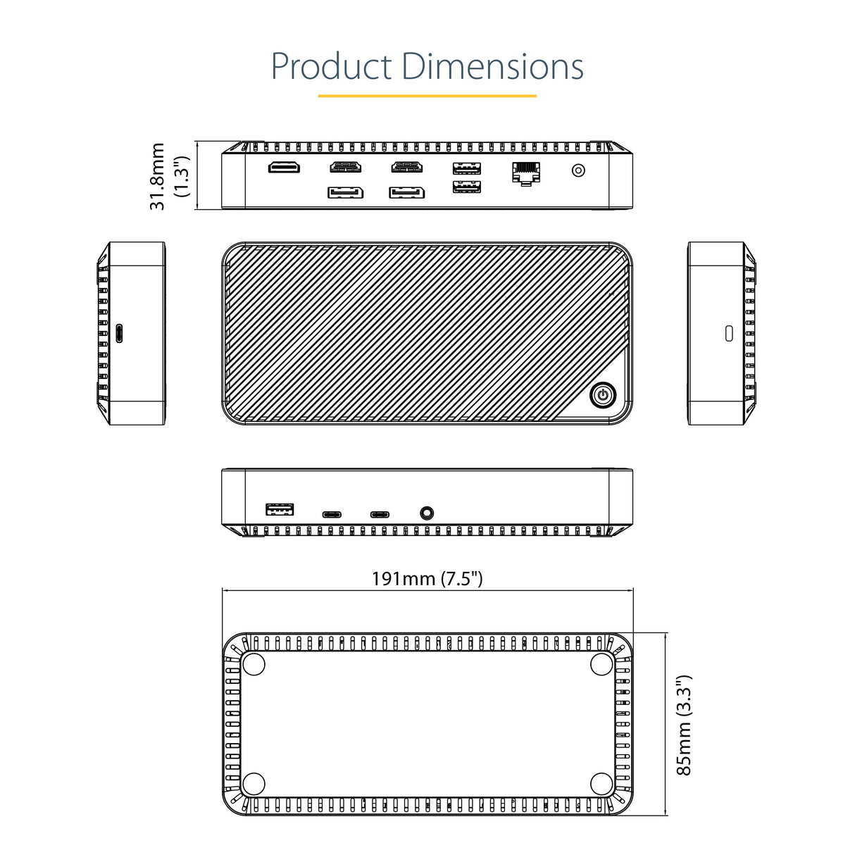 StarTech.com Docking Station USB-C para 3 Monitores - Dock USB Tipo C Triple HDMI/DP de 4K - Hub Ladrón 5x USB - GbE - PD 100W - Replicador de Puertos - Compatible con Thunderbolt 3/4 (116U-USBC-DOCK)