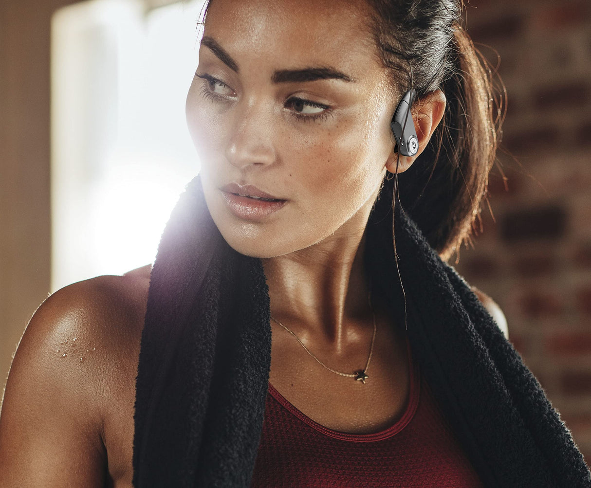 AQL Sport Boost Charge | Auriculares Bluetooth | Auriculares Bluetooth Deportivos - Estéreo Inalámbrico - Impermeable - Estuche de Carga para 5 Cargas - Negro