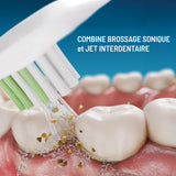 Haepi Julia - Cepillo de dientes eléctrico sónico 3 en 1 | Cepillado + Jet interdental + Descalcificación | 48.000 vibraciones/min | Recargable USB | Para encías sensibles y portadores de aparatos