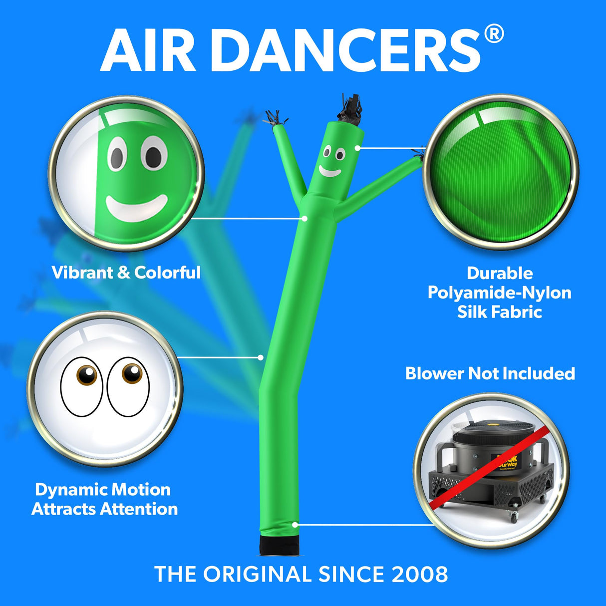 Torero Inflatables Air Dancer Tube Man Inflatable, Green, 20-Feet
