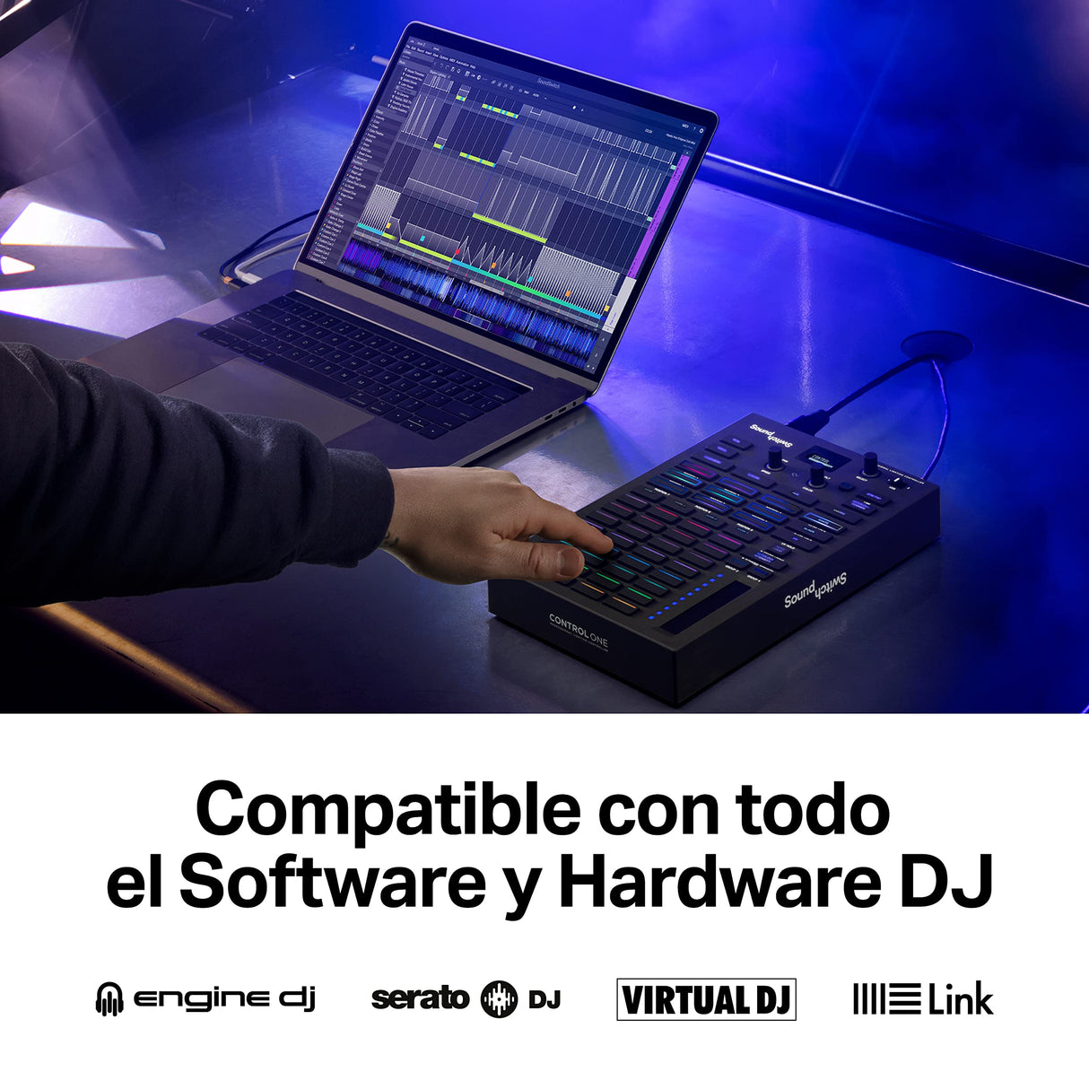 SoundSwitch Control One - Controlador de iluminación DMX DJ profesional con 3 meses de acceso al software SoundSwitch y soporte para Phillips Hue
