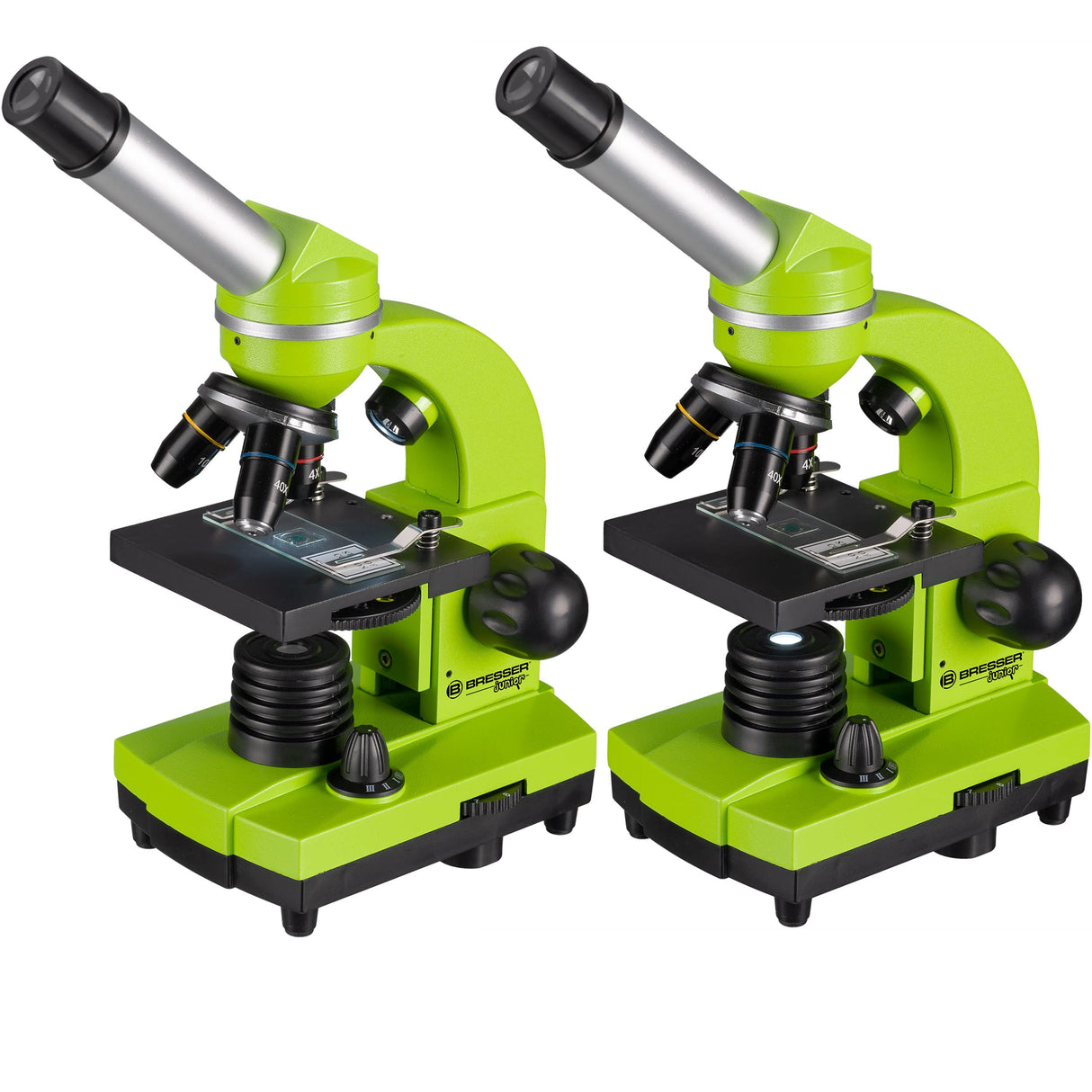 Bresser Microscopio para Estudiantes Biolux Sel con Soporte para Smartphone, Ricos Accesorios y Sistema de Zoom Barlow para niños, Principiantes y Adultos, Color Verde