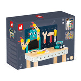 Janod - Mesa Grande Robot Brico'Kids - Juego de Bricolaje Infantil - 51 Accesorios + 3 Herramientas + 1 Robot - Juego de Imitación - Desarrolla la Motricidad Fina - A Partir de 36 Meses, J06457