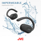 JVC Auriculares Inalámbricos Bluetooth | 26h de Batería y Carga Rápida | Oido Abierto | Ligeros y Resistentes a Salpicaduras | Ideales para el Deporte y Control Táctil - HA-NP40T (Negro)