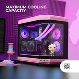 Mars Gaming MC-3T, Caja Gaming Custom ATX, Triple Ventana Cristal Templado Continuo, Soporte Refrigeración Líquida Completo, Cámara Dual Lateral, 3X Slots PCI Verticales, USB-C y USB 3.0, Rosa