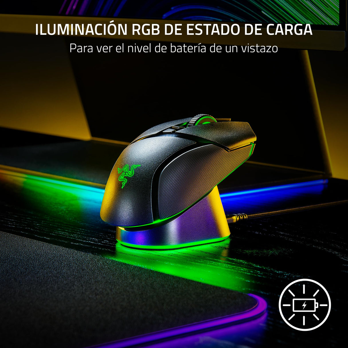 Razer Mouse Dock Pro & Charging Puck - Base de carga inalámbrica magnética & módulo para ratones compatibles, Hyperspeed 4K, iluminación 8 RGB Chroma) - Negro
