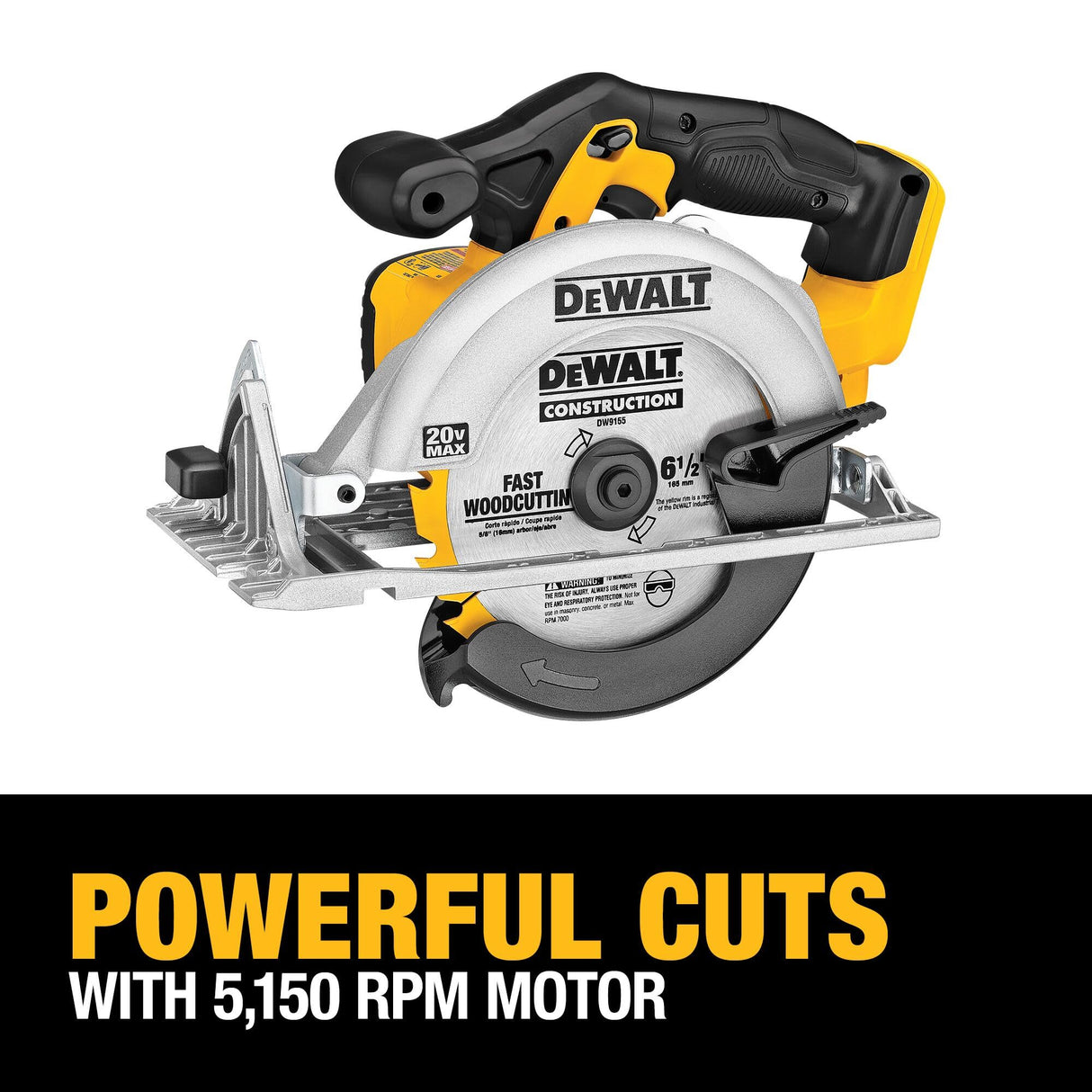DeWalt DCS391N-XJ - Sierra circular XR 18V, diámetro de165 mm y 55 mm de profundidad sin cargador/batería, Arándano