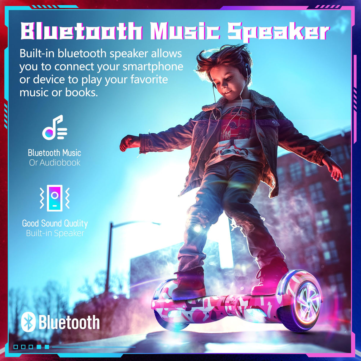 SISIGAD Hoverboard with Seat Attachment, 6.5'' Self Balancing Hoverboards Go Kart with Bluetooth and LED Lights, Combo Seat Attachment