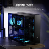 CORSAIR 6500X Media-Torre ATX Caja de PC de Doble Cámara - Cristal Templado Panorámico - Conexión Inversa Compatible con Placa Base - Sin Ventiladores Incluidos - Negro