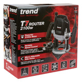 Trend Fresadora de velocidad variable 2100 W 12 mm 230 V UE, profundidad de entrada de 50 mm, fresadora para múltiples trabajos de fresado, T7EK/EURO