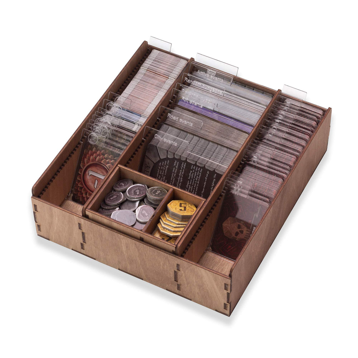 SMONEX Organizador de madera y tableros de cuatro jugadores compatibles con el juego de mesa Gloomhaven, caja adecuada para almacenar todas las expansiones Gloomhaven, insertar y almacenar