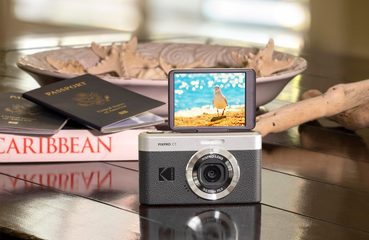 KODAK Pixpro C1 - Cámara Digital Ultra compacta | 13MP BSI CMOS, Zoom 4X, Pantalla LCD de 2.8", Flash LED, Batería integrada, Negro
