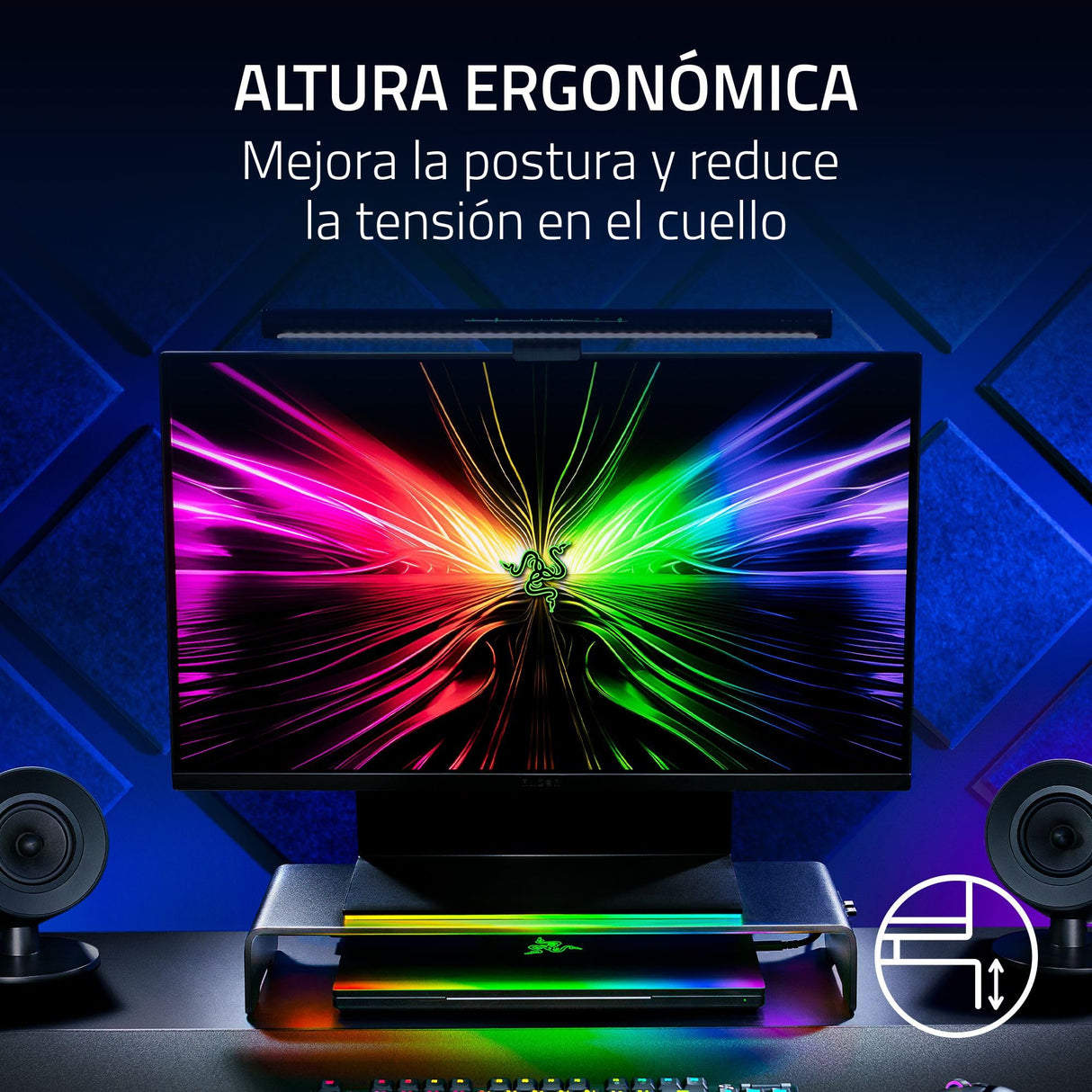 Razer Monitor Stand Chroma - Soporte de Monitor de Aluminio con concentrador USB-C de 4 vías con Chroma RGB (50cm x 21cm x 7,85cm, construcción Robusta, Capacidad de Carga de 20 kg) Negro