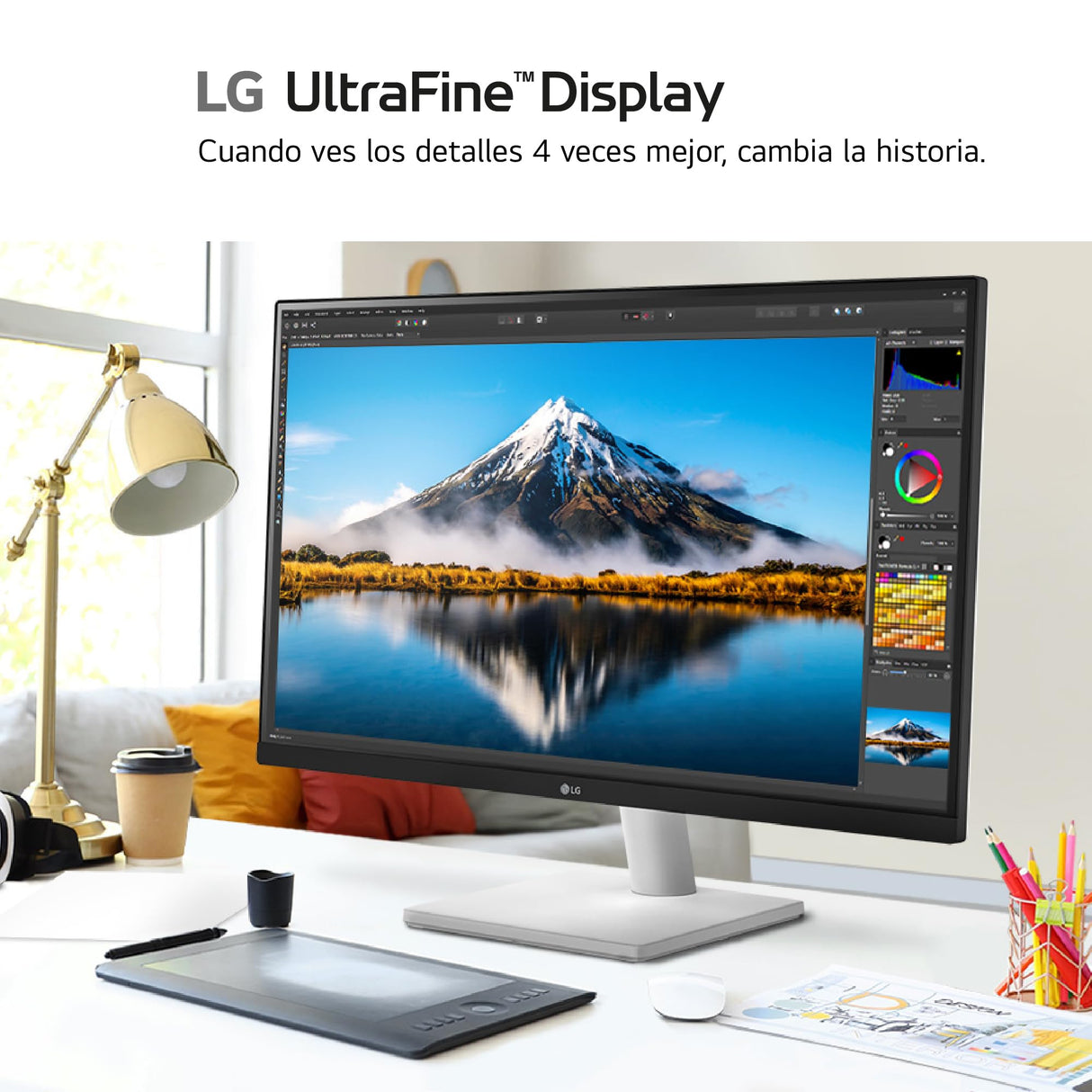 LG 27US500-W - Monitor 4K UltraHD, 27 Pulgadas, IPS, 3840 x 2160, HDMIx2 2.0, SuperResolution+, clasificación F, 60 Hz, 5 ms, Blanco