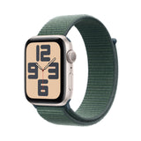 Apple Watch SE de 2.ª generación GPS Smartwatch con Caja de Aluminio en Blanco Estrella de 44 mm y Correa Loop Deportiva Verde Lago. Monitores de entreno y sueño y Neutro en Carbono