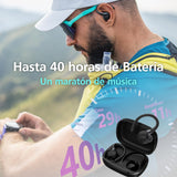 JVC Auriculares Inalámbricos Deportivos HA-EC75T, Ganchos Ajustables, 40h Batería, Cancelación de Ruido + Modo Ambiente, Resistencia IP57, Baja Latencia, Micrófono – Negro