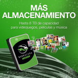 Seagate BarraCuda 8TB, Disco Duro Interno, HDD, 3.5 Pulgadas, SATA 6 GB/s, 5400 RPM, cache de 256 MB para computador de sobremesa y PC, embalagem aberta fácil, Rescue Services (ST8000DMZ04)