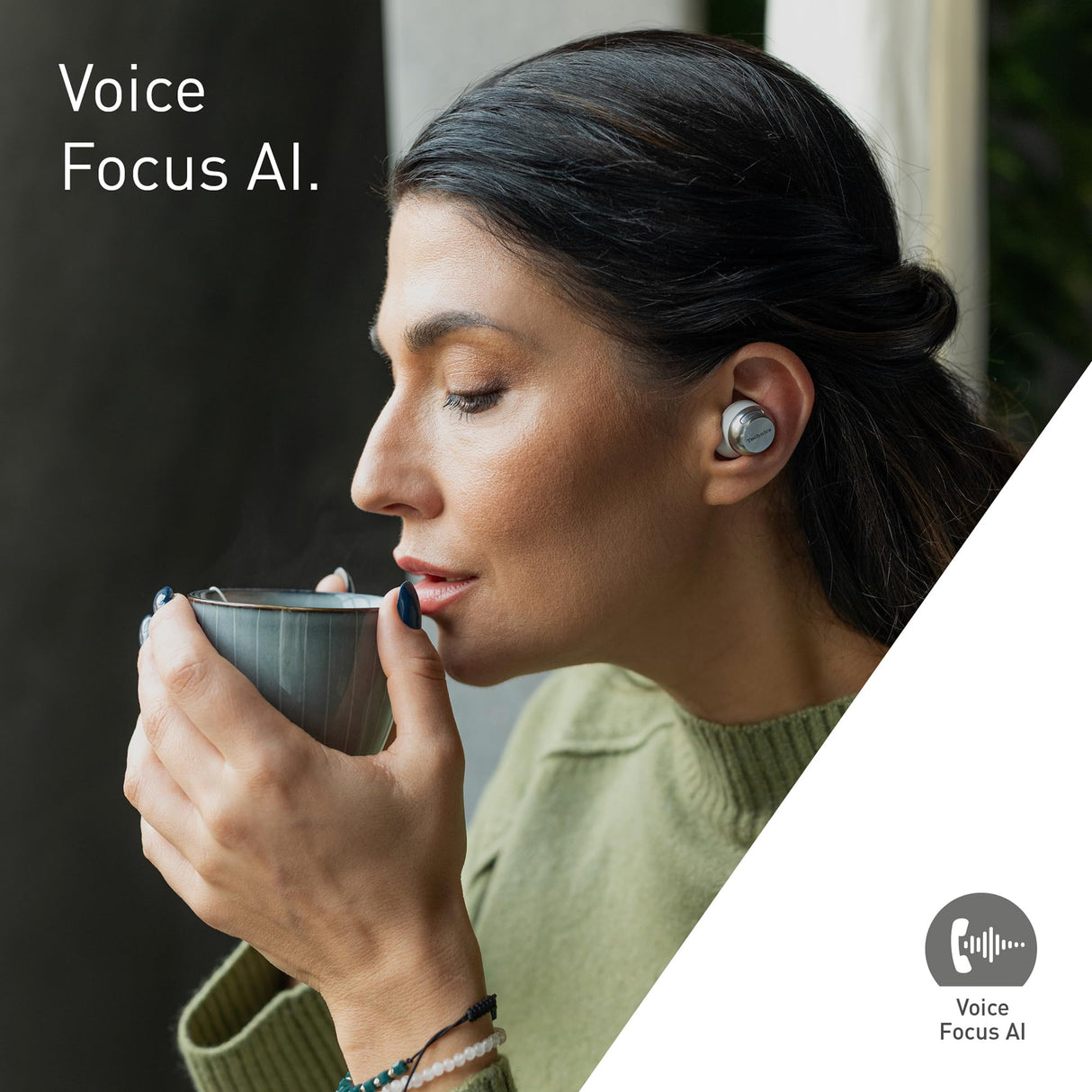 Technics EAH-AZ100E-S Auriculares Inalámbricos con Cancelación De Ruido, Bluetooth Multipunto, Voice Focus AI, Cómodos Auriculares Internos, Color Plateado
