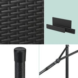 Relaxdays Conjunto Jardín Plegable, 3 Piezas, Mesa de Exterior, 2 Bancos Patio, Camping o Recepción, Efecto Ratán, Negro, Acero, 73 x 120 x 61 cm