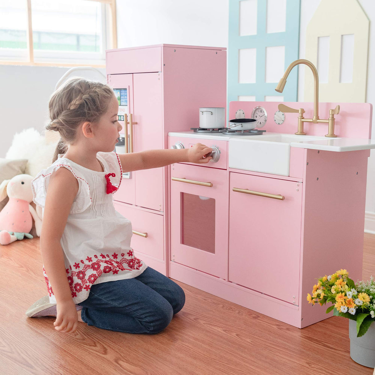 Rosa Cocina de Juguete de Madera de Teamson Kids Horno Niños TD-12302P