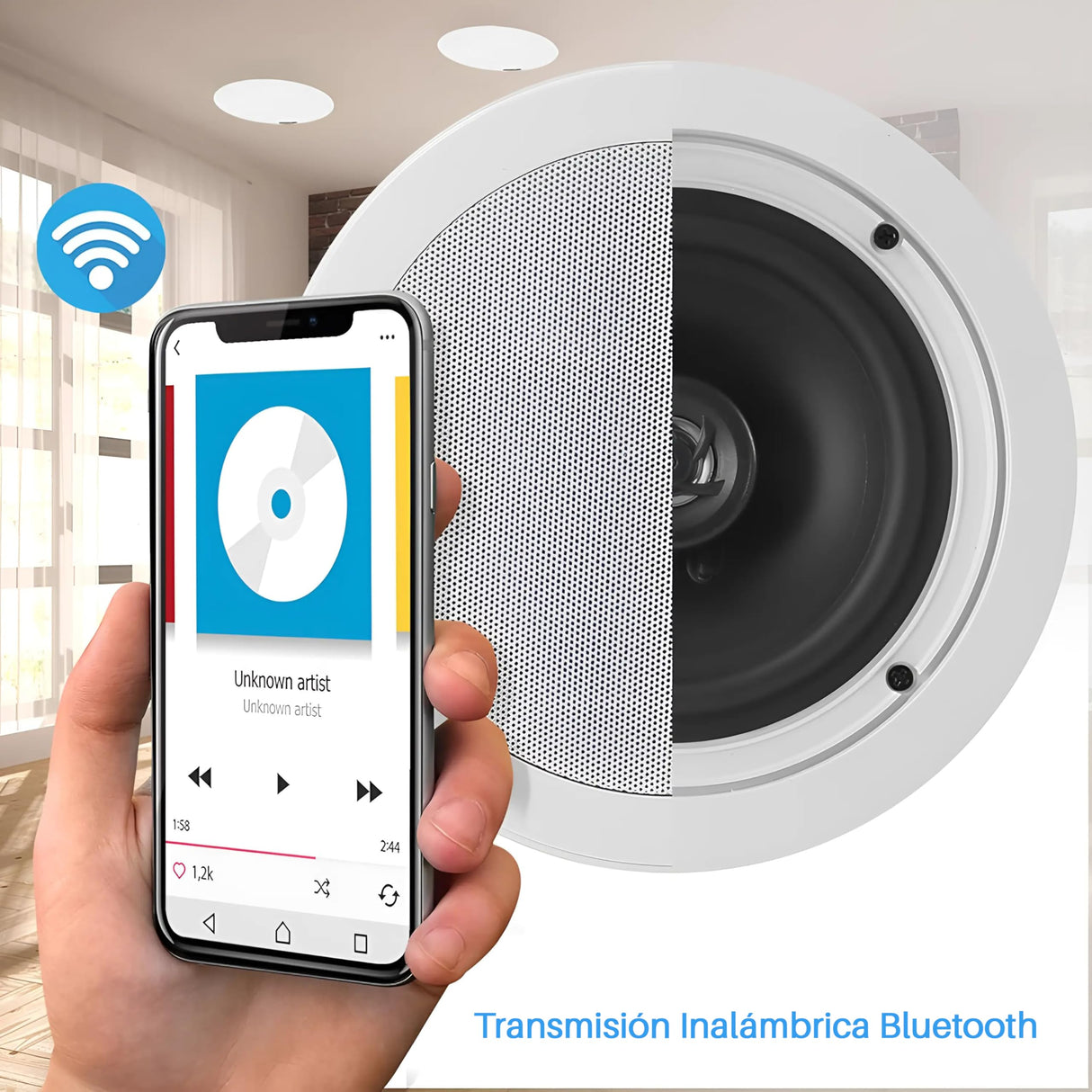 Pyle altavoces empotrables, Bluetooth, Pared, Techo, 5.25”, 150W, Dos vias, Estereo, Estereo, Rejilla redonda/cuadrada intercambiables