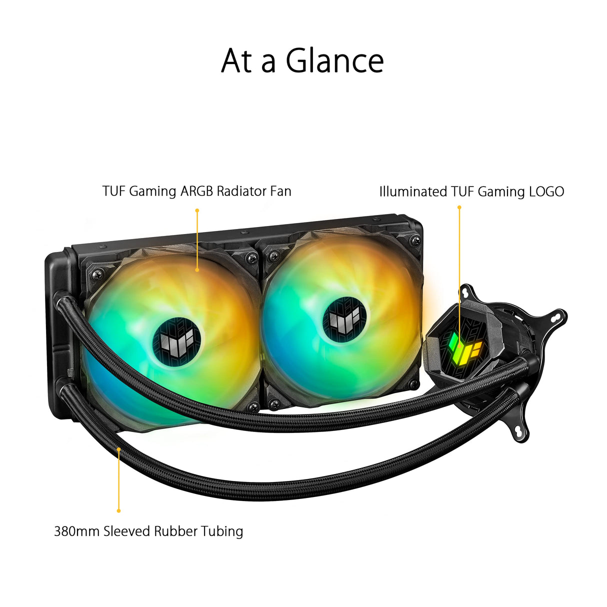 TUF Gaming LC 240 ARGB - Sistema de refrigeración líquida todo en uno con Aura Sync y dos ventiladores de radiador TUF ARGB de 120 mm